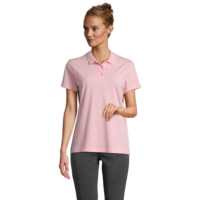 Polo Femme en coton à personnaliser PULSE Rose bonbon